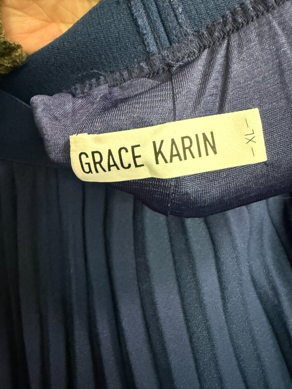 Grace Karin Pleated Maxi Skirt, Navy Blue, Size XL - Picture 3 of 6